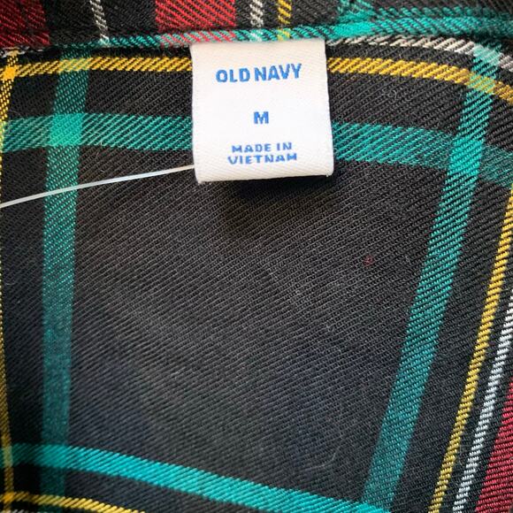 Old Navy Red Festive Plaid Button Front Shirt Dress Size Medium - Picture 8 of 8